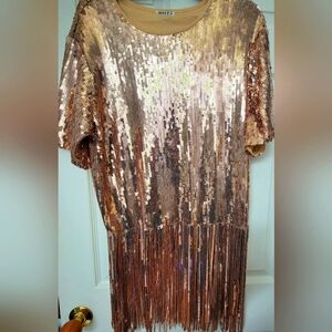 Sequin Fringe Top in Rose Gold! Fringe is long and swirls when you spin!